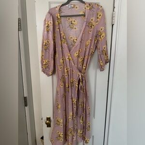 Madewell Pink Floral Midi Dress